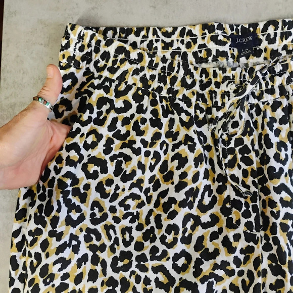 J Crew Leopard Print Cropped Tie Waist Linen Blend Relaxed Pants Size 14 - Picture 9 of 15